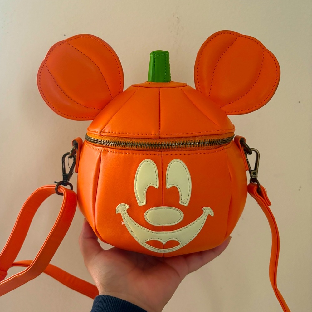 Loungefly Orange Mickey Pumpkin Crossbody Bag